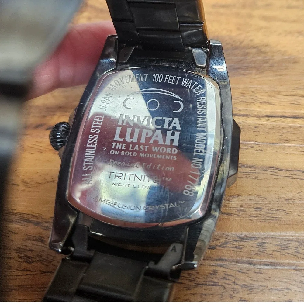 Invicta Lupah Special Edition Mens Watch Black Stainless Steel Gold Dial 17768